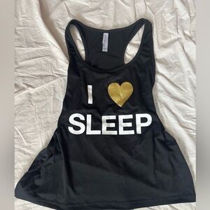 Black and Gold Women's Tank Top I heart sleep size large used French affair